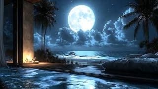 Moonlit Oasis ASMR  Relaxing Beach Resort Ambience with Gentle Ocean Sounds For Heals the Mind