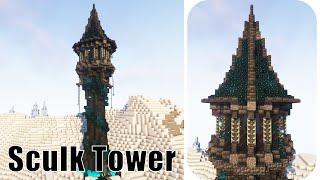 Minecraft Fantasy Sculk Tower | Deep Dark Wizard Tower Build Tutorial