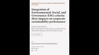 Integration of Environmental, Social, and Governance (ESG) criteria: their impacts on... | RTCL.TV