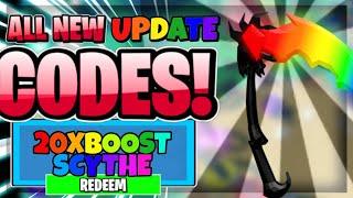 ALL NEW *20X BOOST* UPDATE OP CODES IN SCYTHE SIMULATOR! | Roblox Scythe Simulator