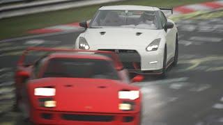 Ferrari F40 vs Nissan GT-R Nismo at Nordschleife Track Day