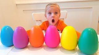 Alisa hunts Big colored eggs surprises