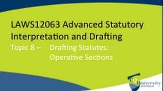 Legal writing course: Drafting operative sections