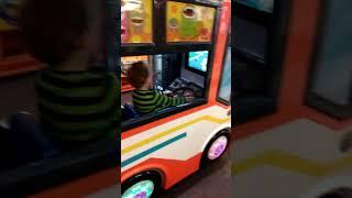 Fun bus ride in a shopping centre