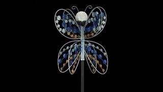 Butterfly Solar-Powered Lighted Outdoor Garden Metal Wind Spinner