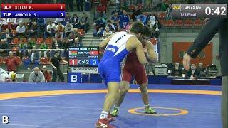 Quarterfinal GR - 75 kg: Kazbek KILOU (BLR) df. Serkan AHHOYUN (TUR) by TF, 9-1