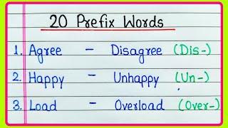 Prefix words | 20 Prefix words in English | 20 Prefix | prefixes | English Grammar