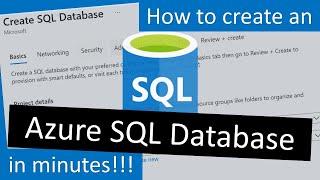 How to create an Azure SQL Database