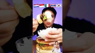 MAKAN BURGER MONSTER DENGAN SAUS DARI BERBAGI NEGARA @JonCit91 #mukbang #food #burger #eat