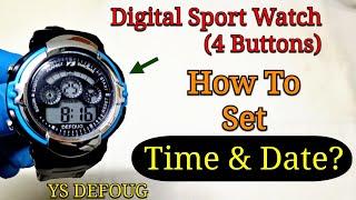 Digital Sport Watch Time Setting | How To Adjust / Change Time in Digital Watches