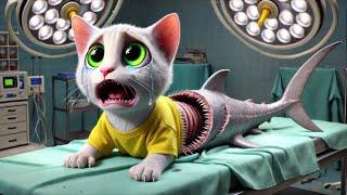 Kitten Turns into Shark Parasite  after being Bitten by Shark  #ai #catlover #cartoon #cutecats