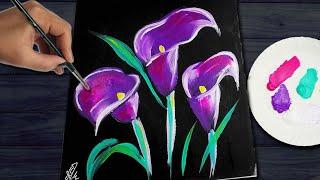 How to paint FLOWERS with acrylics | easy Painting Technique for beginners
