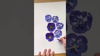 Eco print on paper made with Pansy and Fern. Hammered flowers art.