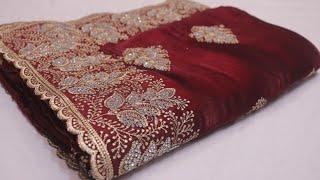 ARNG-3877 “The Maroon Splash” Premium Designer Saree||Fendi Fabric||Crystals||Zari