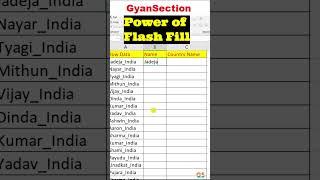 Flash Fill- Full Name- Excel tips & Tricks from ‪@gyansection #gyansection #trending #viral #shorts