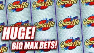 QUICK HIT PROGRESSIVE  HIGH LIMIT PLAY  SLOT MACHINE BONUSES & BIG WINS!