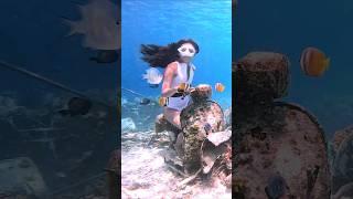 Mermaid Riding Underwater ‍️ #mermaid #scooter #shorts