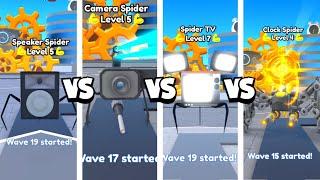 SPEAKER vs CAMERA vs TV vs CLOCK SPIDER! ️ | Toilet Tower Defense Roblox