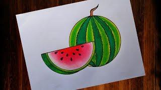 How to draw Watermelon  drawing easy| Easy watermelon  drawing easy| Watermelon drawing