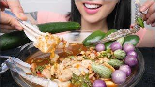 TINY OYSTERS SPICY THAI STYLE + BLUE CRAB (ASMR EATING SOUNDS) NO TALKING | SAS-ASMR