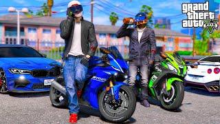 РЕАЛЬНАЯ ЖИЗНЬ В GTA 5 - КУПИЛИ МОТОЦИКЛЫ YAMAHA R6 И KAWASAKI NINJA! ШАШКИ НА МОТОЦИКЛАХ! ВОТЕР