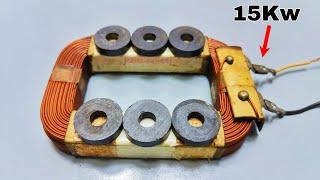 I turn microwave copper coil into 230v generator use 12 permanent magnet