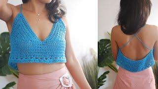 Easy crochet v neck tank top/ crop top / DIY tutorial