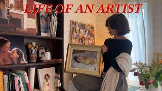 A realistic Art Vlog, painting a commission, tidying the studio & framing 