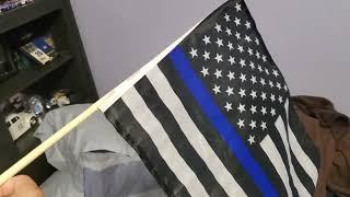 Thin Blue Line USA Flag  Police  12x18 Stick Unboxing Review