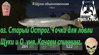 Русская Рыбалка 4. оз. Старый Острог. Места для ловли Щуки и прокачки спиннинга.