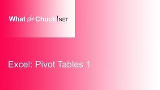 Excel:  Pivot Tables - 1