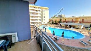 Pool view spacious luxury furnished 1-BR apartment for sale in Central Plaza Sunny beach Bulgaria