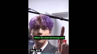Jin when he plays the"Hyung Card... and it works every time! #jin#bts#hyungcard#wwh#jinpower#shorts