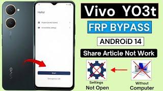 Vivo Y03t Frp Bypass Android 14 Without Pc | Settings Not Open | Vivo (V2344) Frp Unlock - 2025