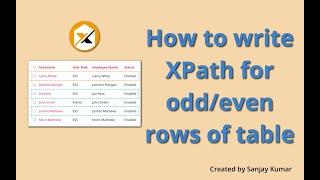 How to write xpath to get the odd rows or even rows of the web table | XPath for tables