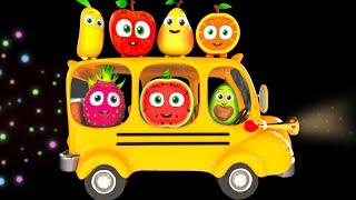 Wheels On The Bus Kids Song +MORE Fun Dance | Funky Fruits Baby Sensory Animation With Music!