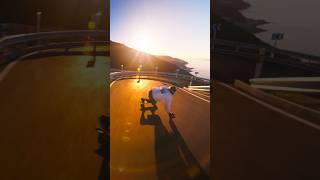 Skating at sunrise above the sea ️🫶 #downhill #speed #skateboarding #skate