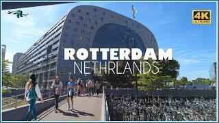 Walking Tour in Rotterdam on a sunny day   - Centrum - Central station - UHD 4k