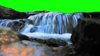 Футаж на зелёном фоне Хромакей анимация Лесной водопад Green screen animation Forest waterfall