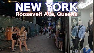 NEW YORK CITY Walking Tour [4K] - Roosevelt Avenue Queens NYC - Sunset Walk - Street Hustle