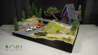 How to make a house on the mountain scenery | Diorama 1/64