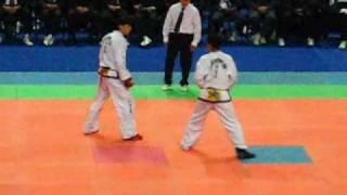 TKD ITF. Tajikistan (red) vs DPR Korea (blue). Final. 85 kg