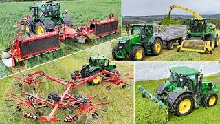 150ha Grünroggen mähen, schwaden, häckseln, und verdichten mit John Deere und Kuhn Technik