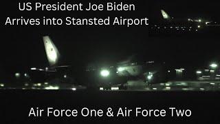 US President Joe Biden Arrives at London Stansted Airport | Air Force 1 & Air Force 2