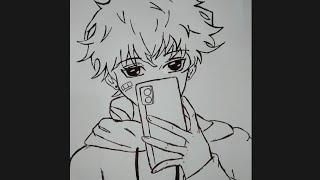 How I Draw Anime Boy holding cellphone | #Anime #Drawing | @MsOdeth