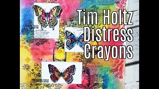 Tim Holtz Distress Crayons & stencils - art journal page