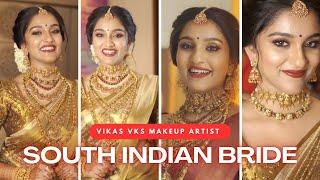 Golden Silk Saree Bridal Makeup | Kerala Wedding Malayalam | Vikas Vks Makeup Artist  