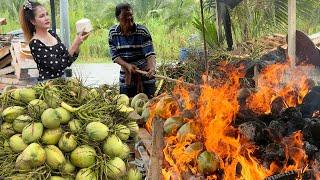 Amazing! Traditional Burned & Roasted Coconut in Thailand | Street Food