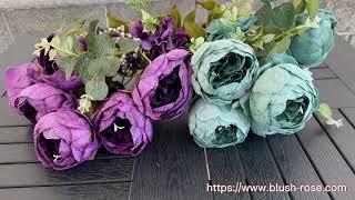 fake purple peony silk flowers spray wholesale