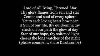 LORD OF ALL BEING THRONED AFAR Hymn Lyrics Words text OLIVER WENDELL HOLMES sing along song LOUVAN